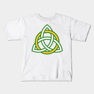 Irish Green Triquetra with Gold Ring Kids T-Shirt